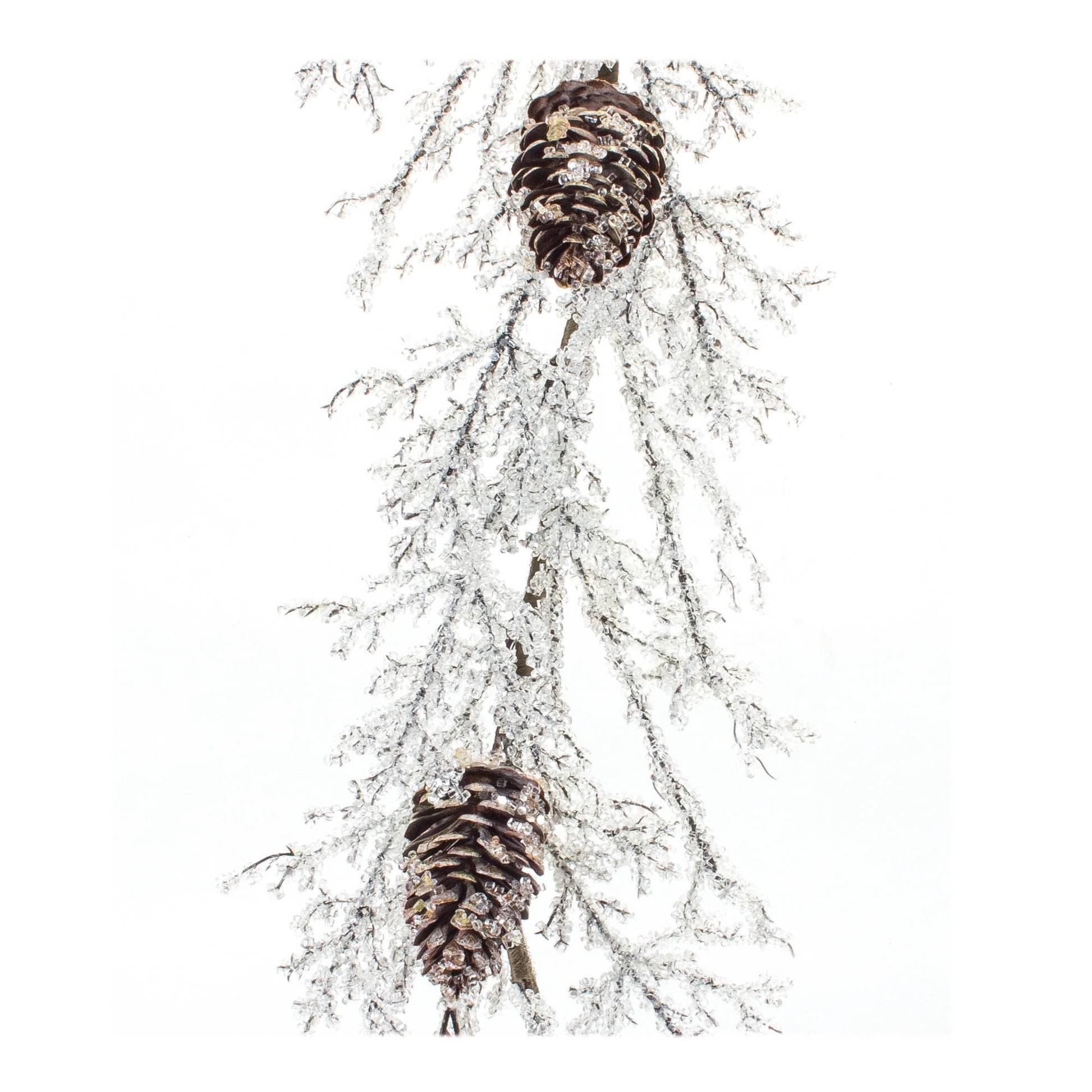 Iced Twig Garland with Pinecones 5'L