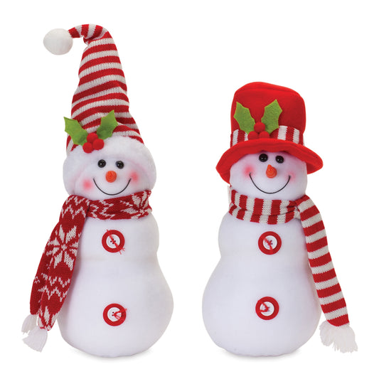 Plush Snowman with Hat and Scarf (Set of 2)