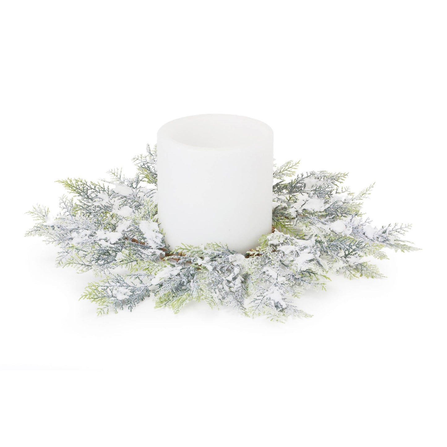 Flocked Cedar Wreath 15"D