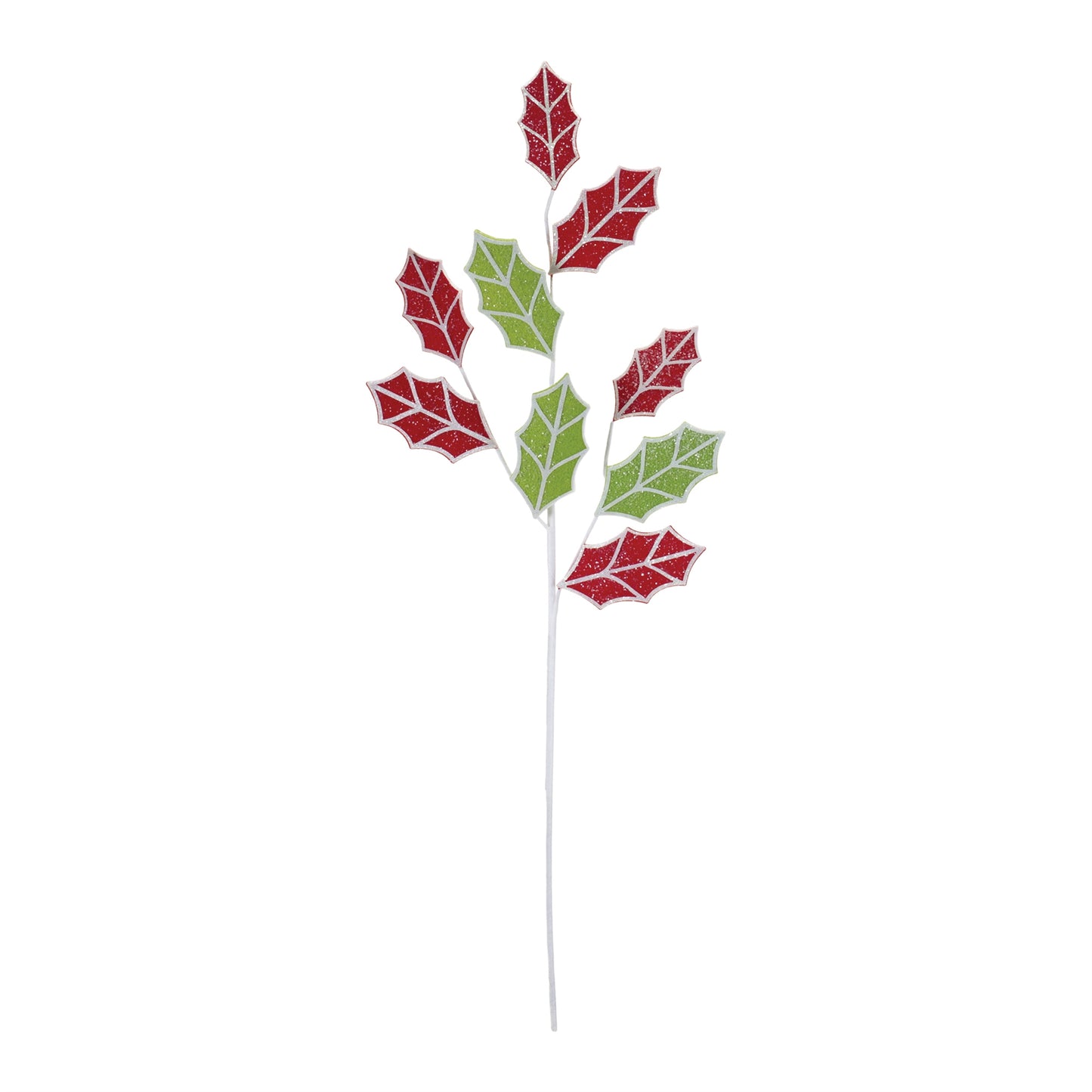 Glittered Fabric Holly Spray (Set of 6)