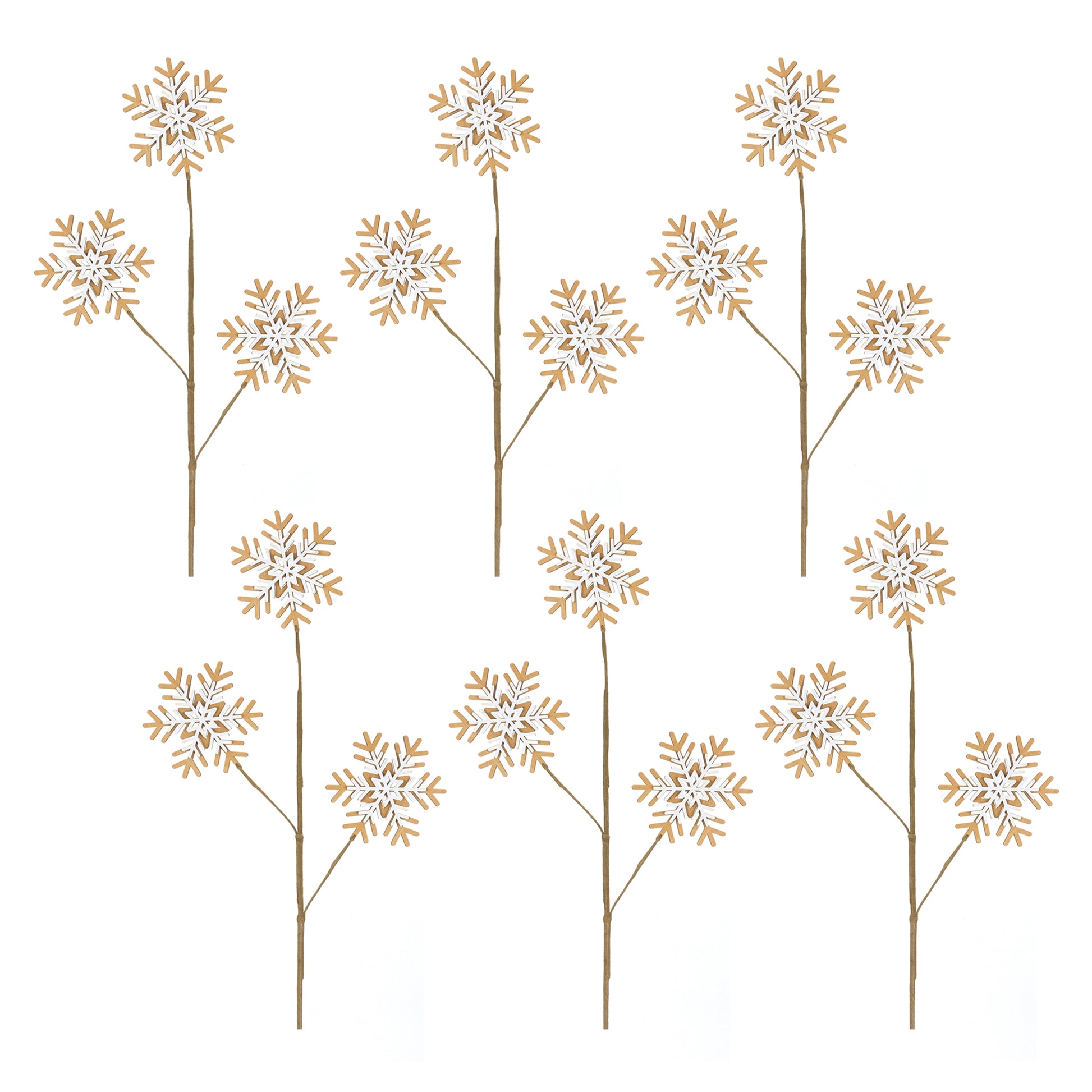 Wood Snowflake Spray (Set of 6)