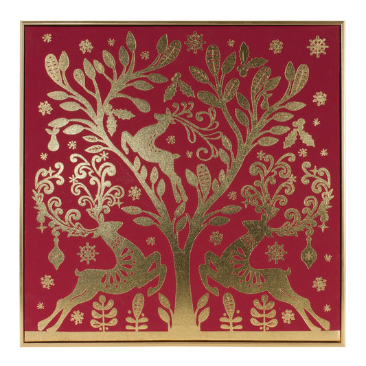 Framed Holiday Deer Print 15.5"SQ