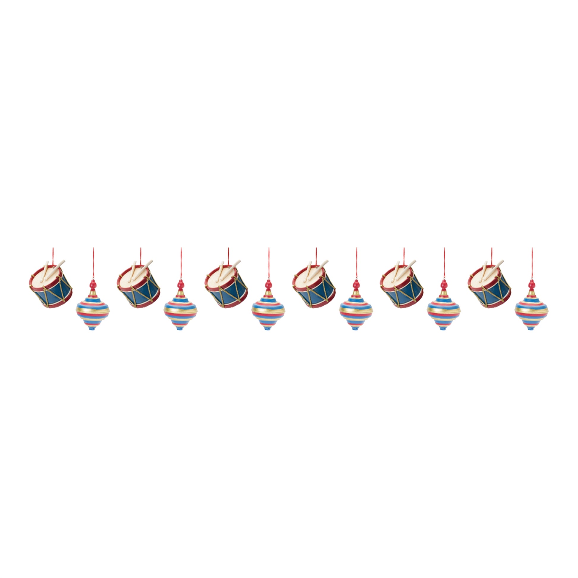 Toy Drum and Top Spinner Ornament (Set of 12)