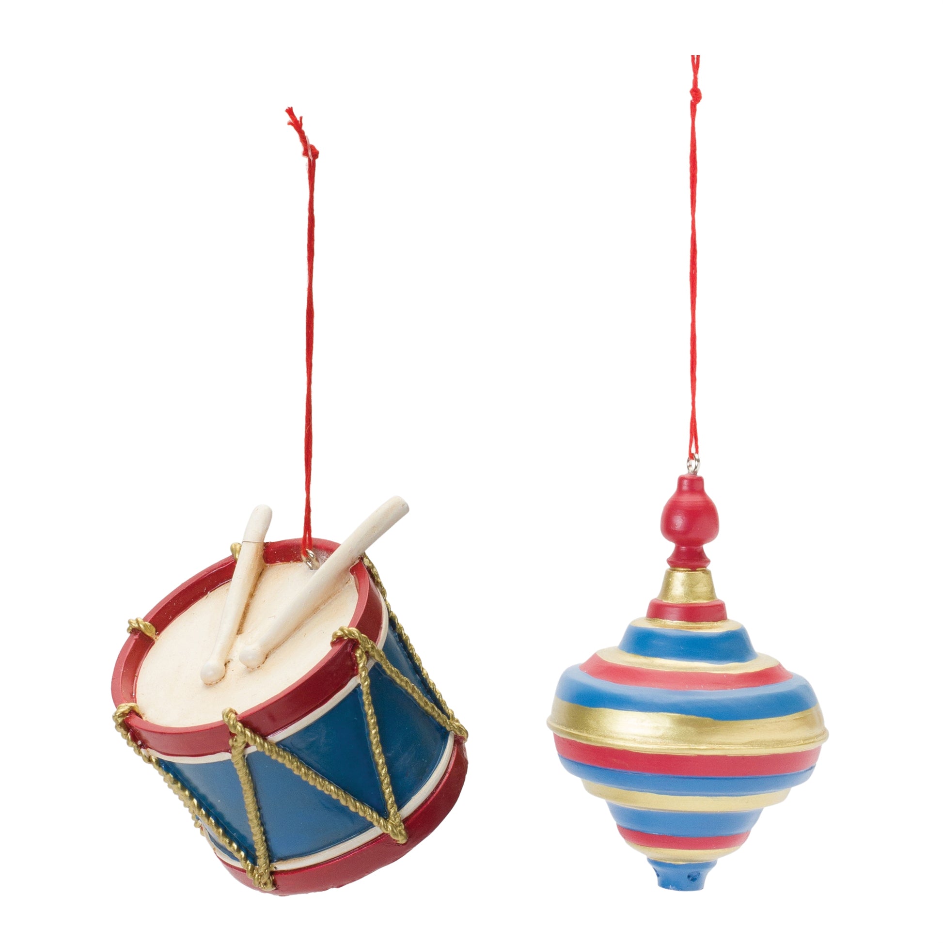 Toy Drum and Top Spinner Ornament (Set of 12)