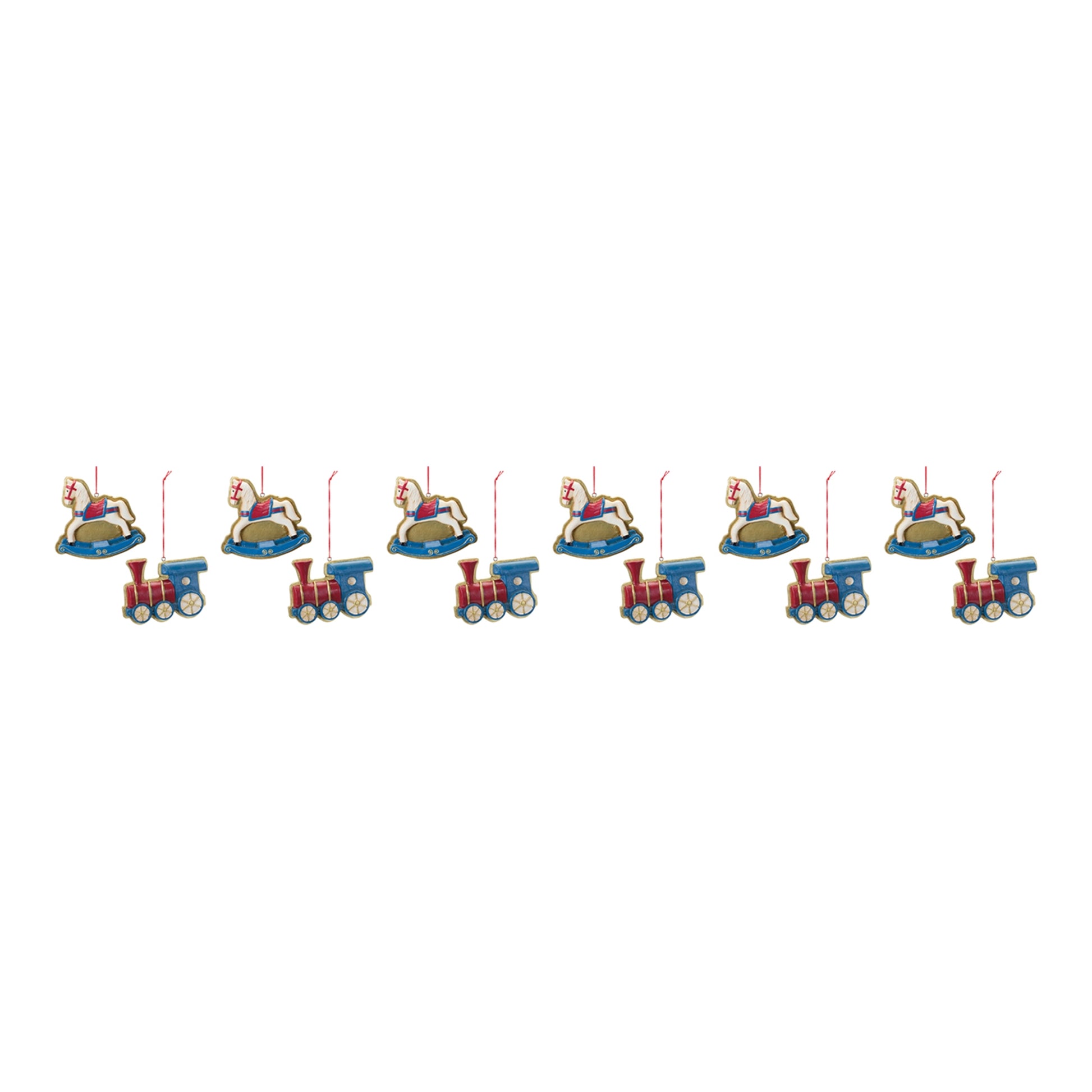 Rocking Horse and Toy Train Ornament (Set of 12)