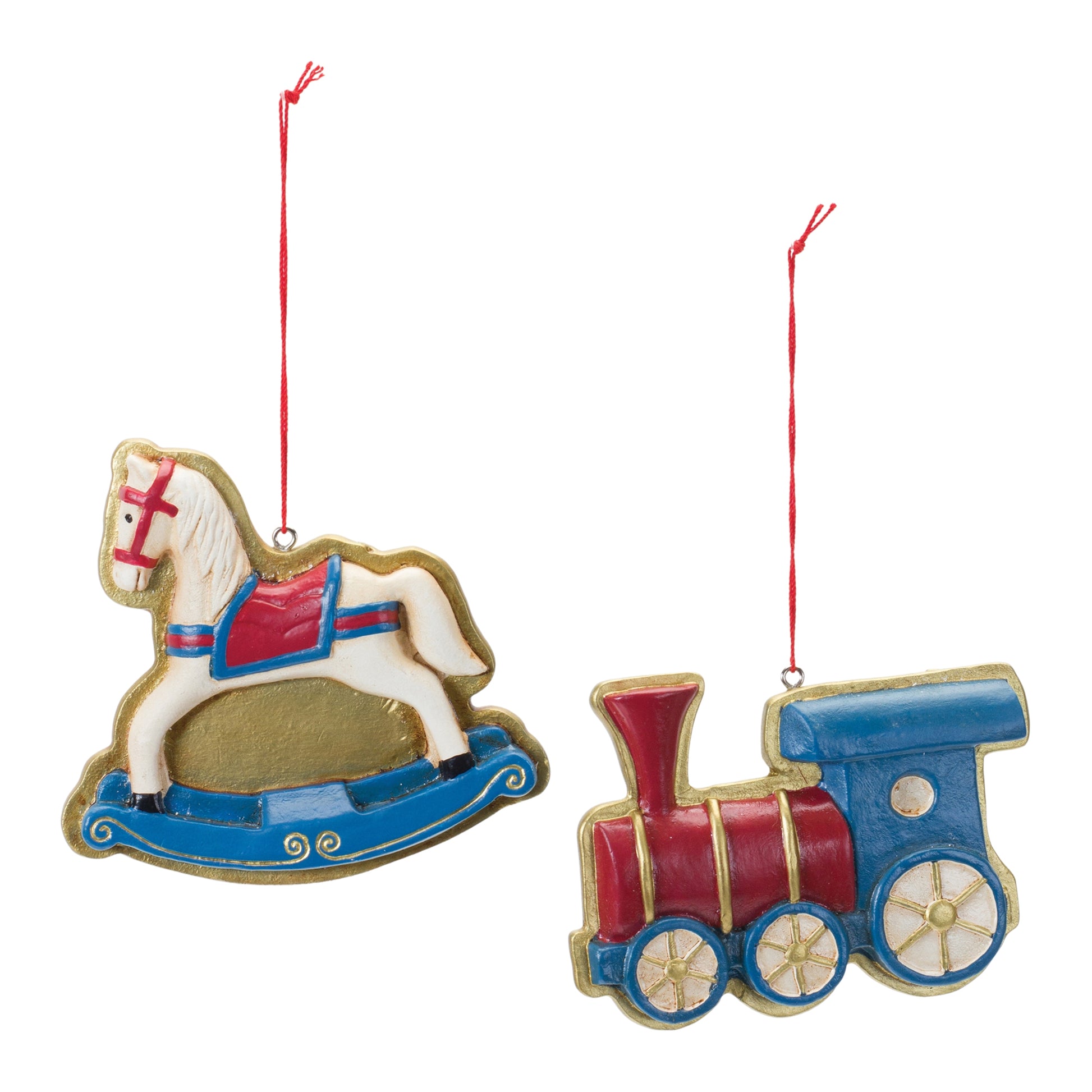 Rocking Horse and Toy Train Ornament (Set of 12)