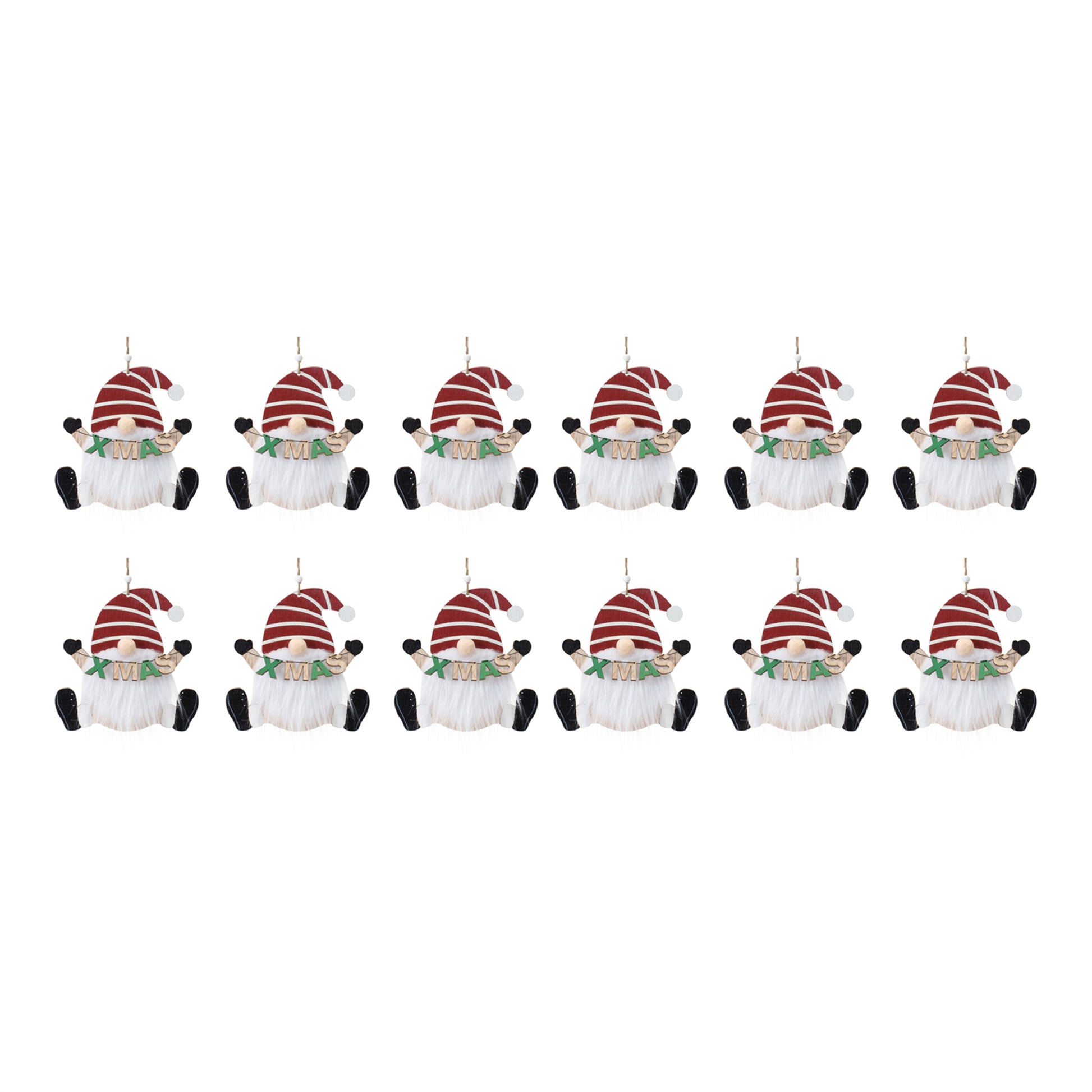 Wood Gnome Ornament (Set of 12)