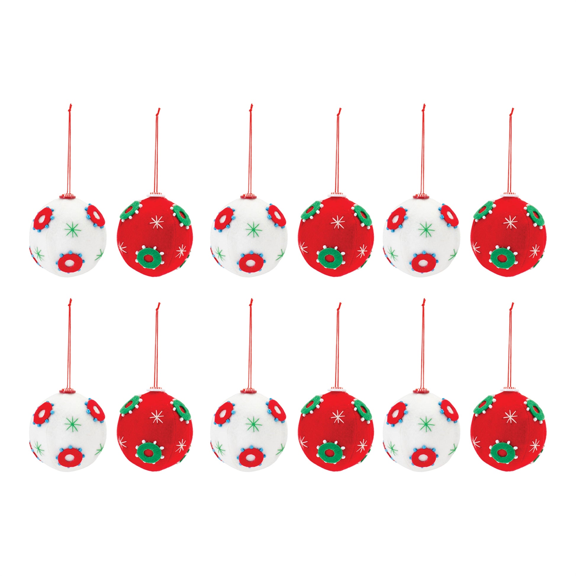 Whimsical Fabric Ball Ornament (Set of 12)
