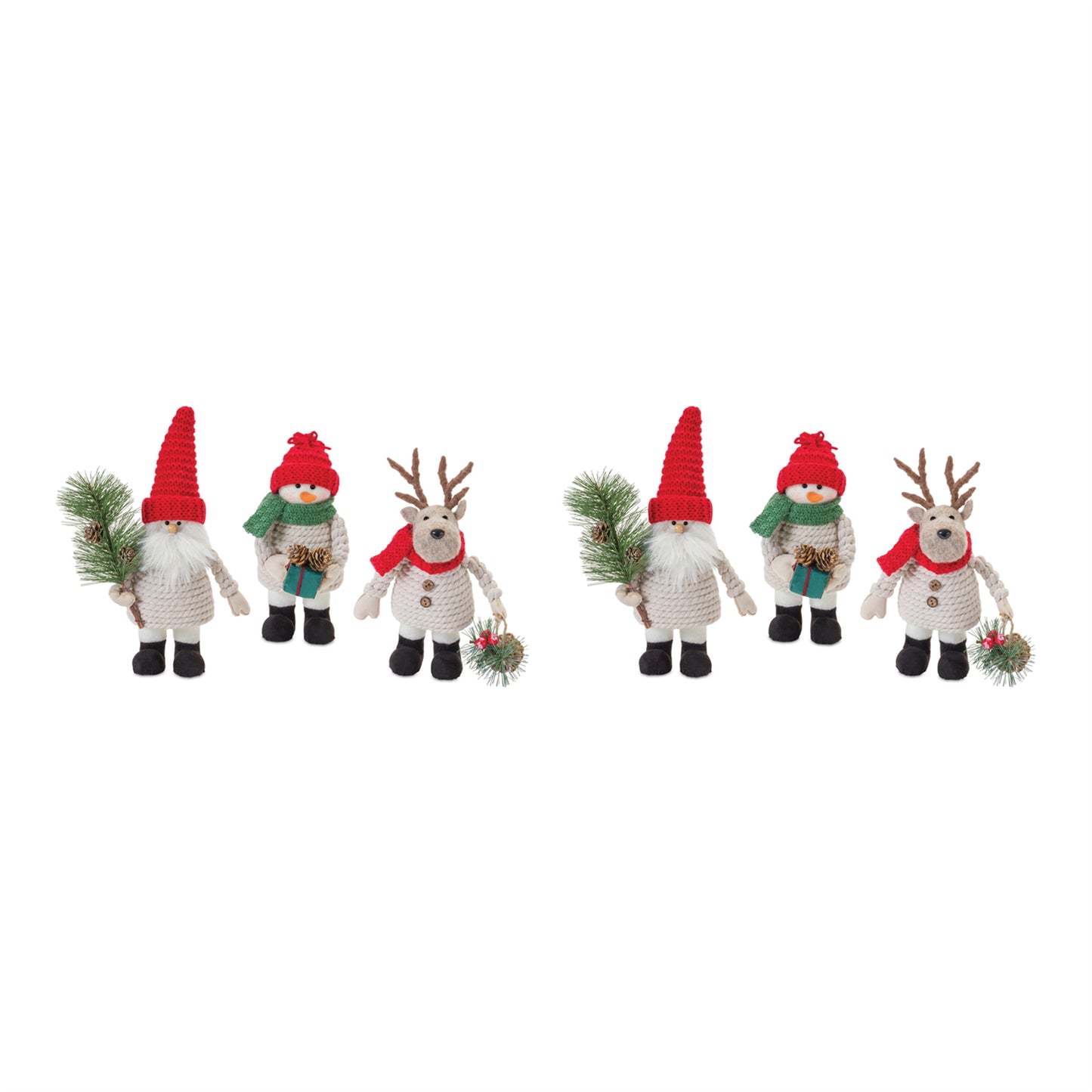 Plush Santa Snowman and Moose (Set of 6)