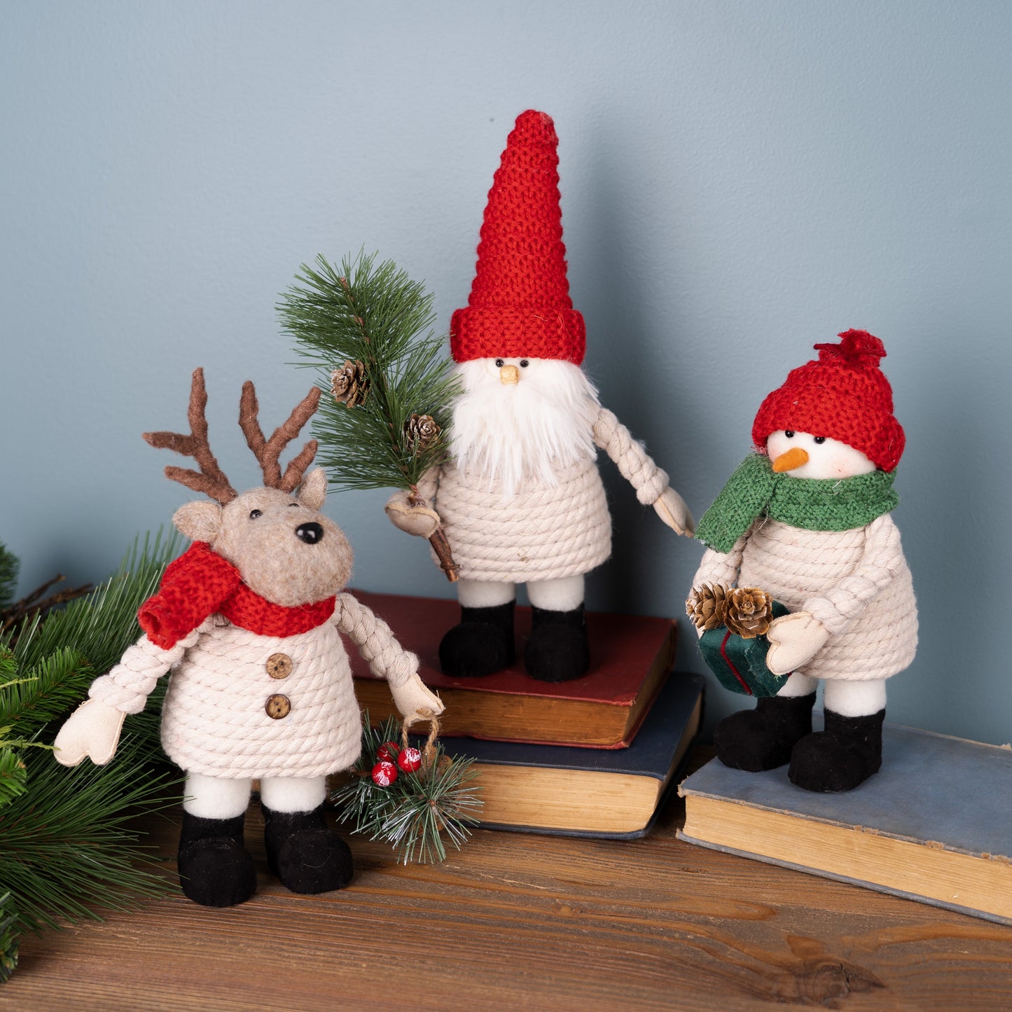 Plush Santa Snowman and Moose (Set of 3)