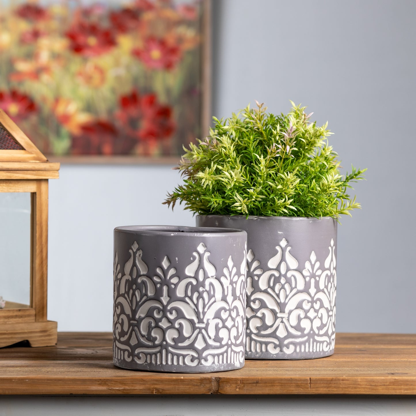 Ornate Metal Planter (Set of 2)