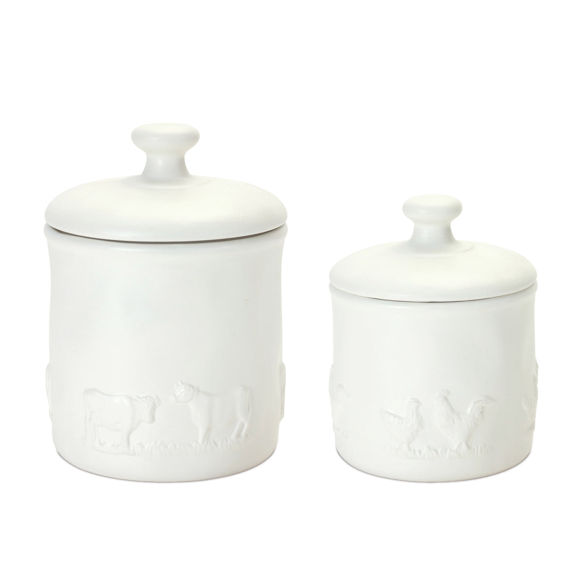 Ceramic Farm Animal Canister (Set of 2)