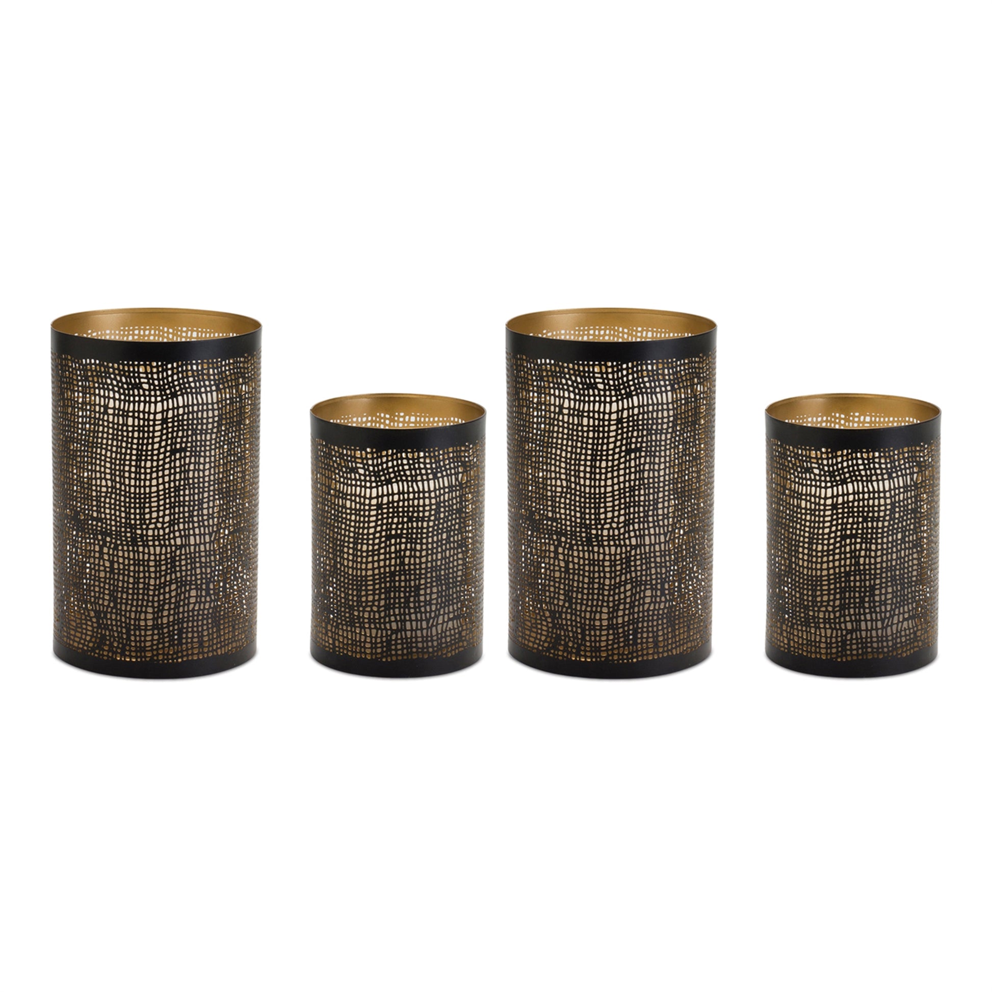 Abstract Punched Metal Candle Holder (Set of 4)