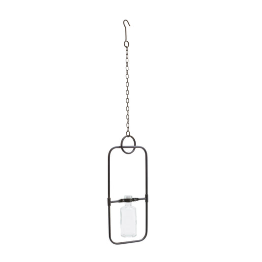 Hanging Bottle Vase in Metal Frame (Set of 2)