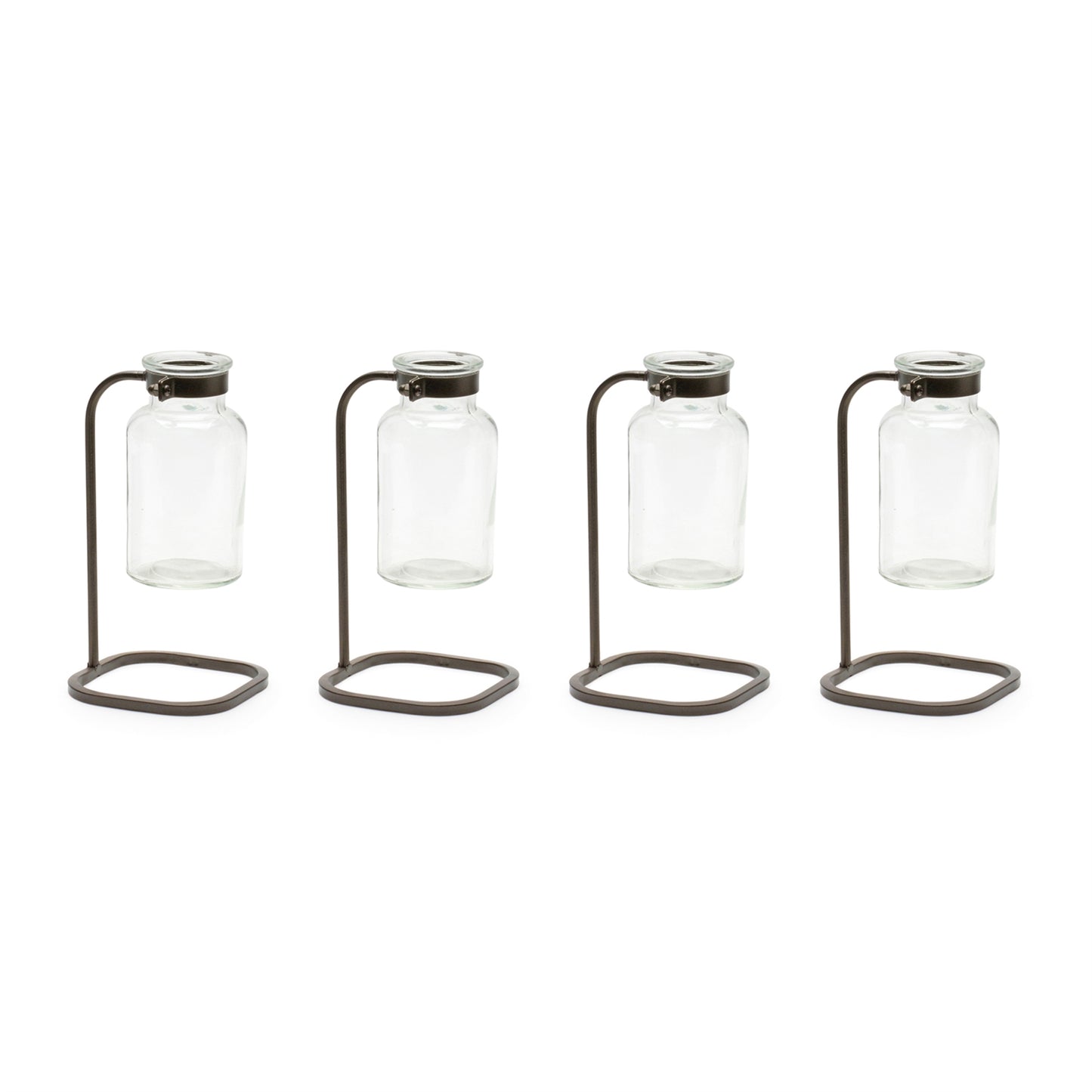 Bottle Vase in Iron Stand (Set of 4)