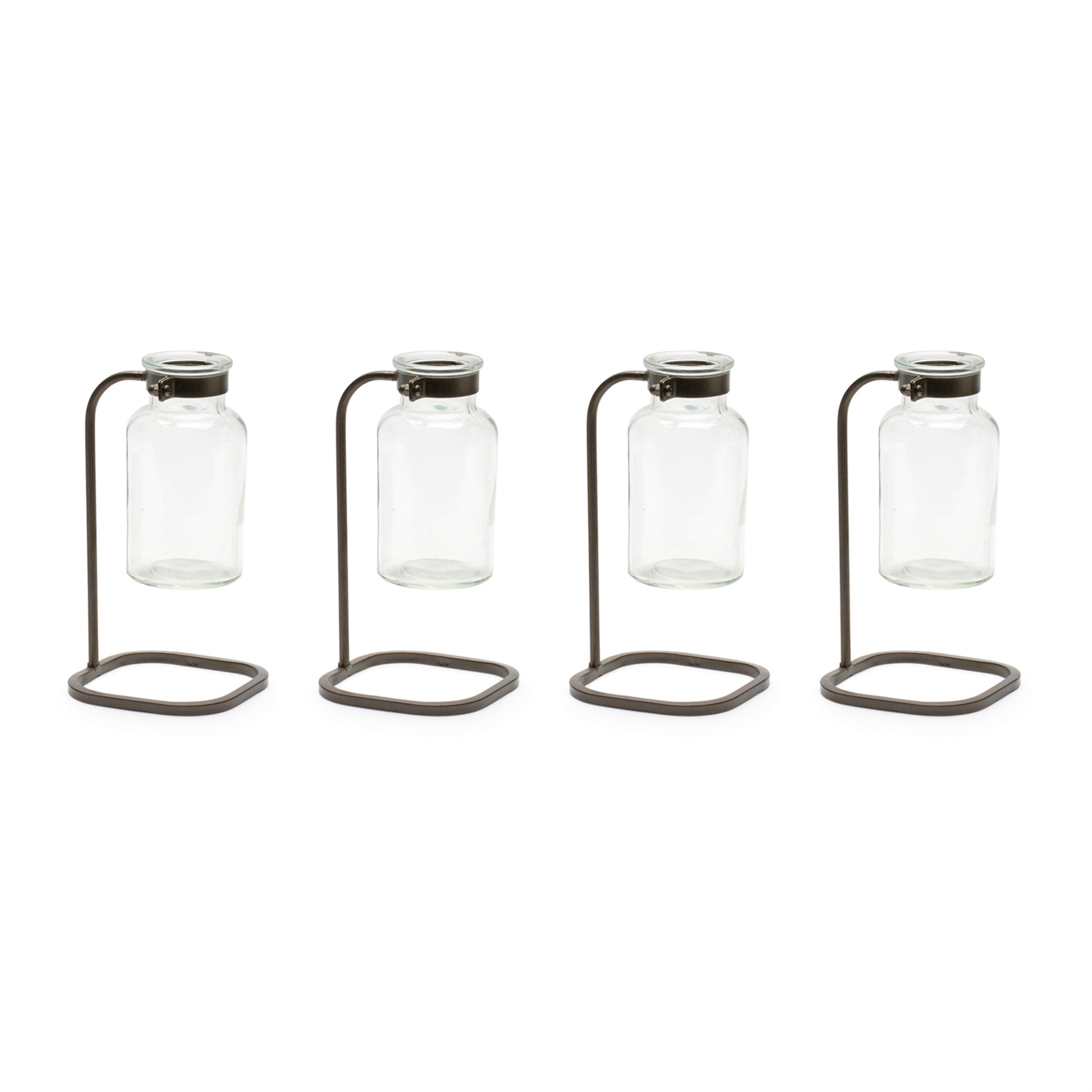 Bottle Vase in Iron Stand (Set of 4)