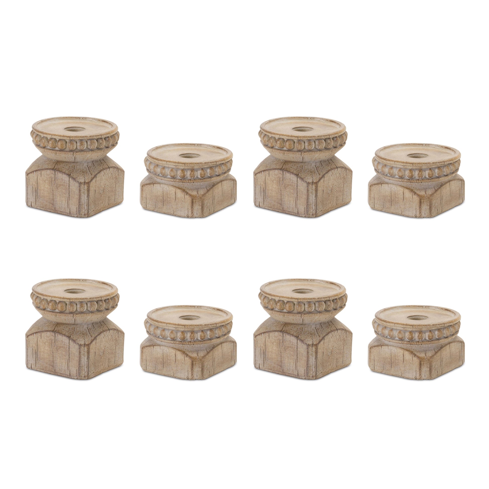 Beaded Wood Design Candle Holder (Set of 4)