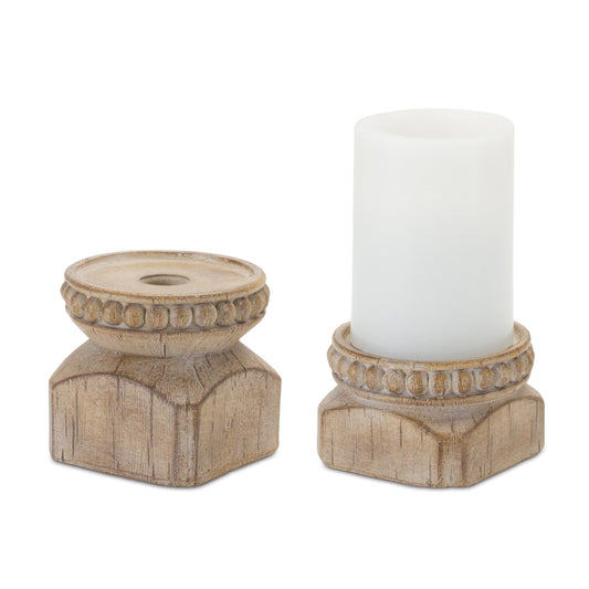 Beaded Wood Design Candle Holder (Set of 4)