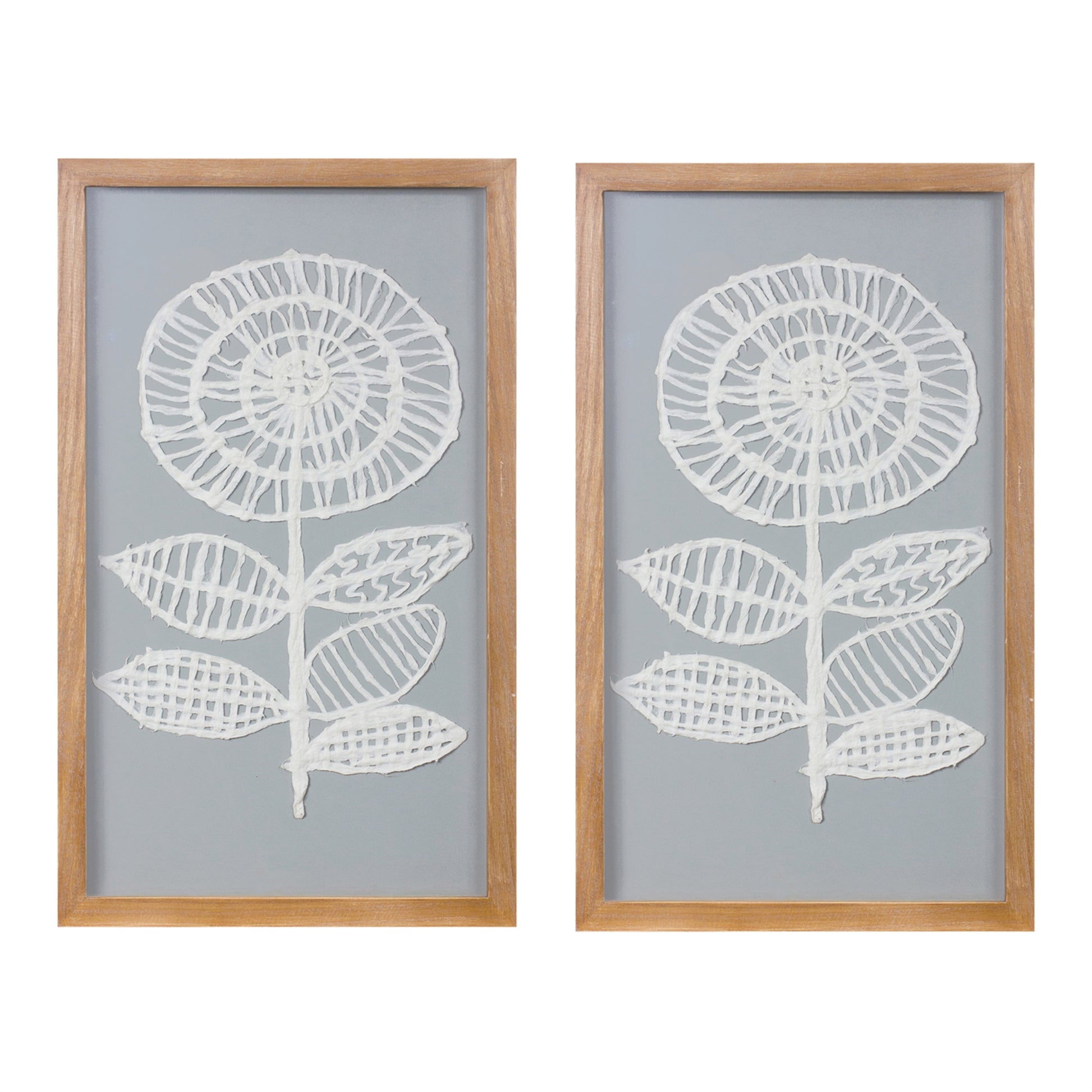 Framed Paper Mache Flower Wall Art (Set of 2)