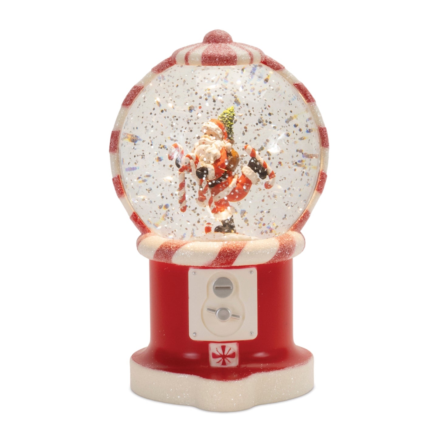 LED Gum Ball Machine Snow Globe w/Santa 7.75"H Plastic 3 AA Batteries Not Included 6 Hr Timer