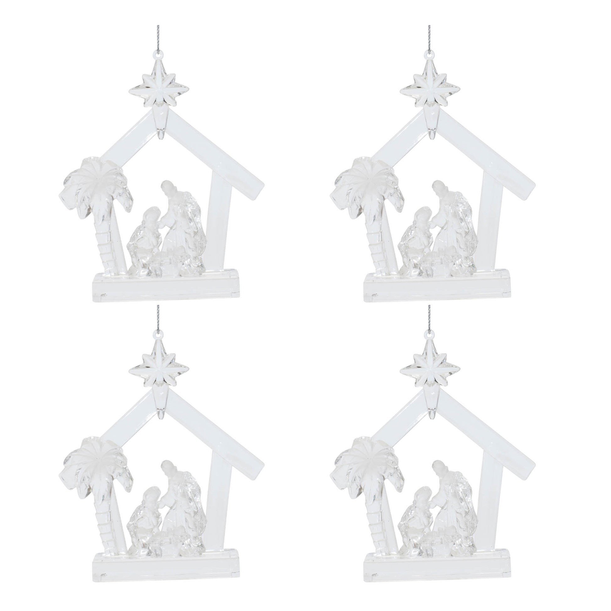 Clear Acrylic Nativity Ornament (Set of 4)