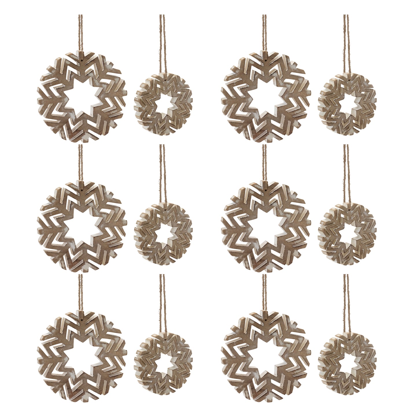 Cut-Out Wood Snowflake Ornament (Set of 12)