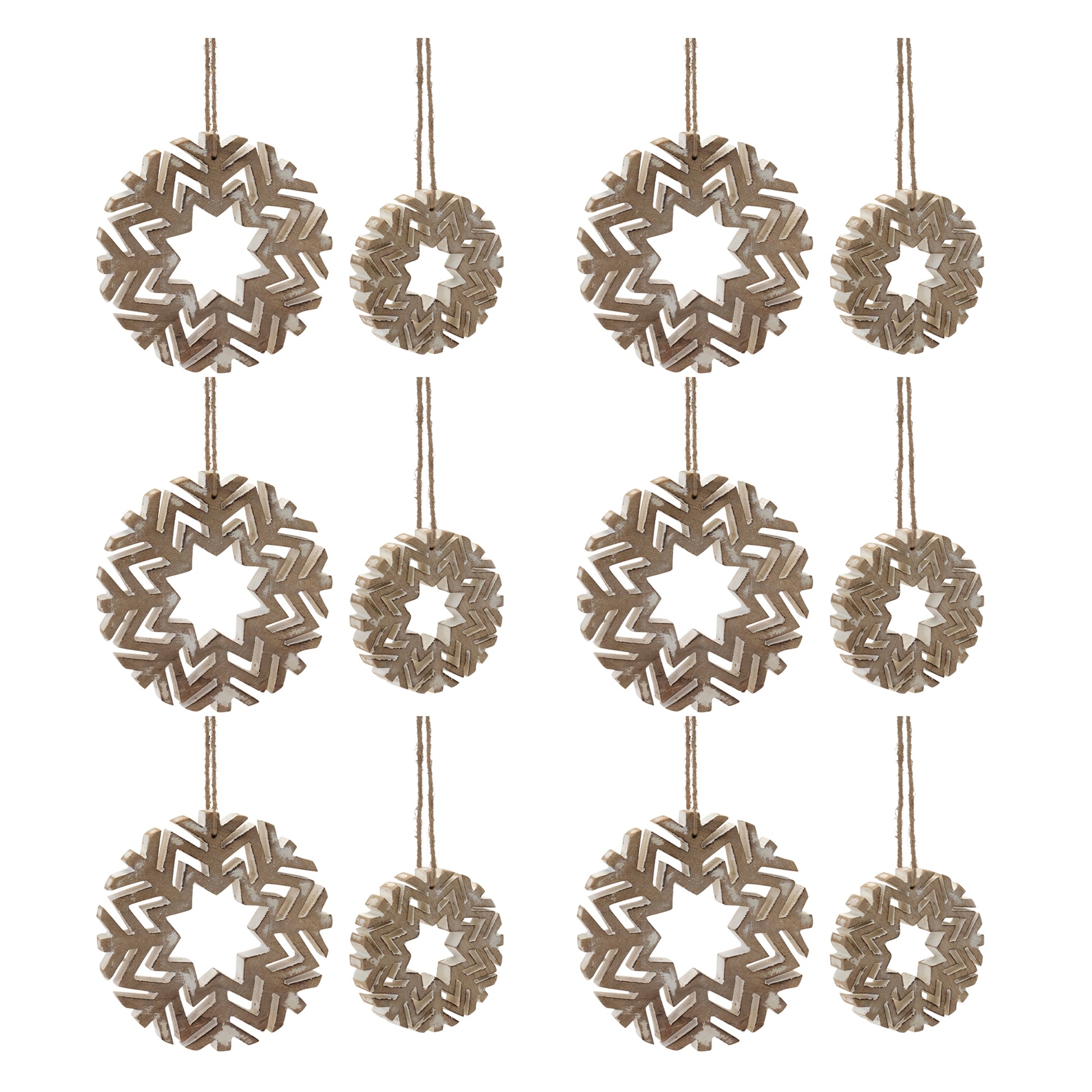 Cut-Out Wood Snowflake Ornament (Set of 12)