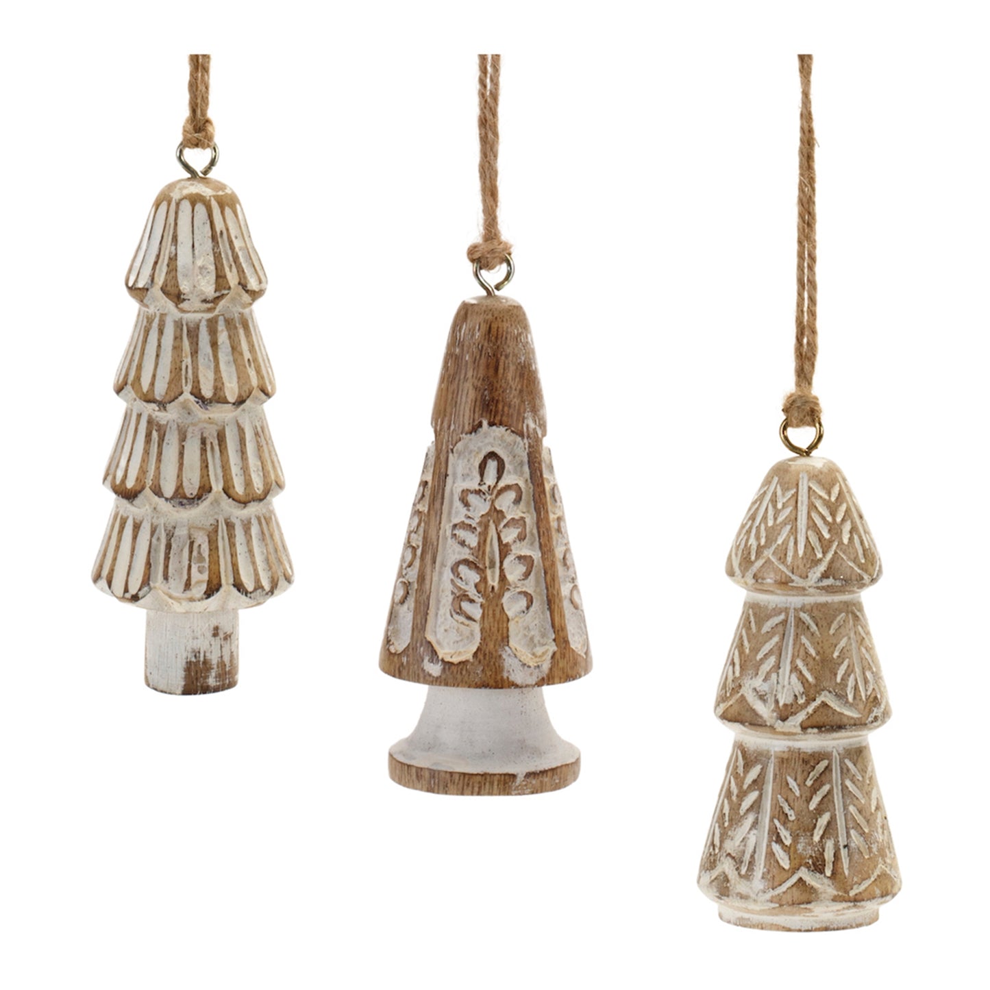 Tree Ornament (Set of 12) 4.75"H Wood