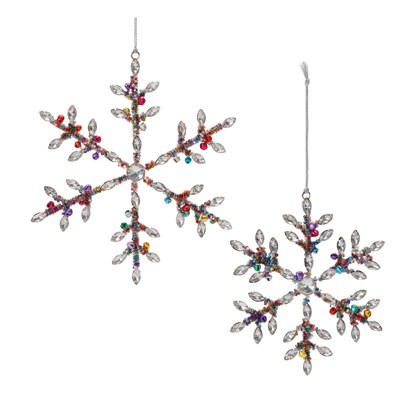 Jewel Snowflake Ornament (Set of 12) 6"H, 8"H Iron/Glass Beads