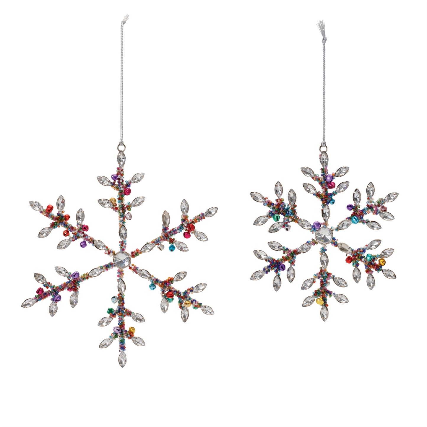 Rainbow Beaded Snowflake Ornament (Set of 12)
