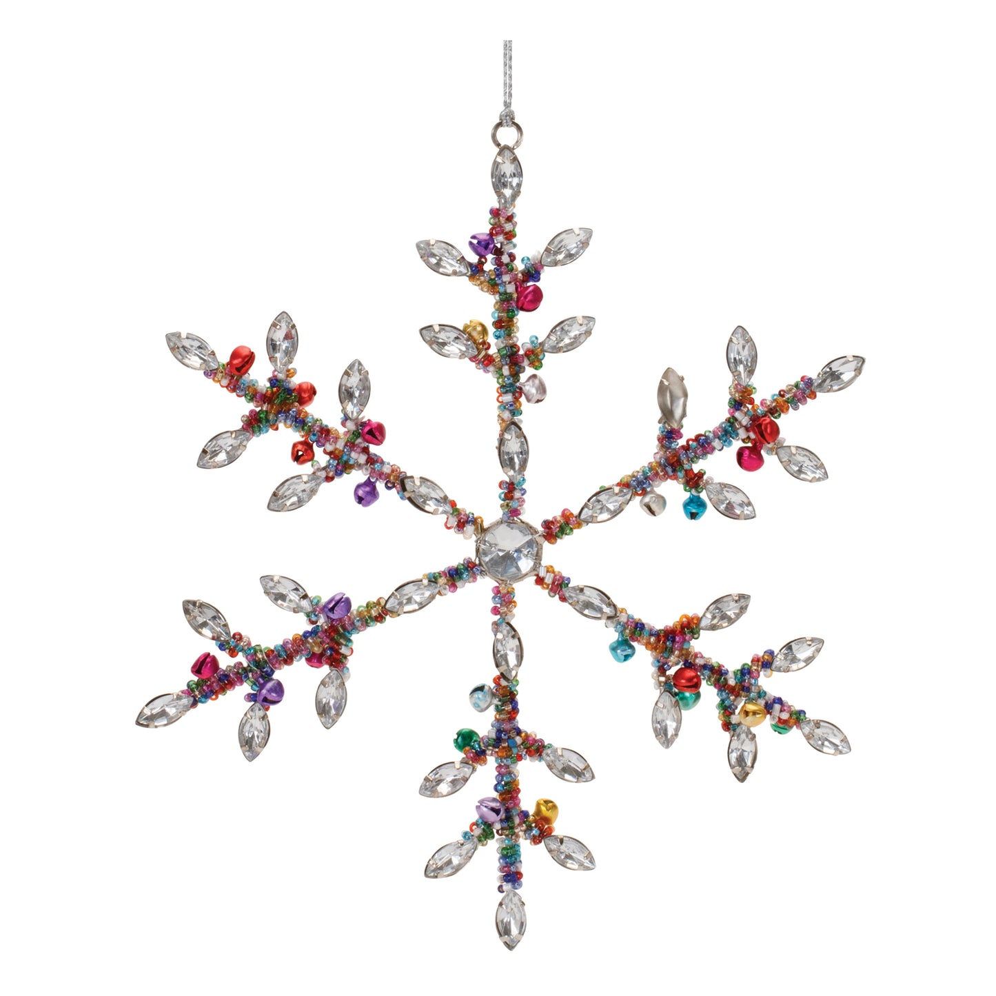 Rainbow Beaded Snowflake Ornament (Set of 12)