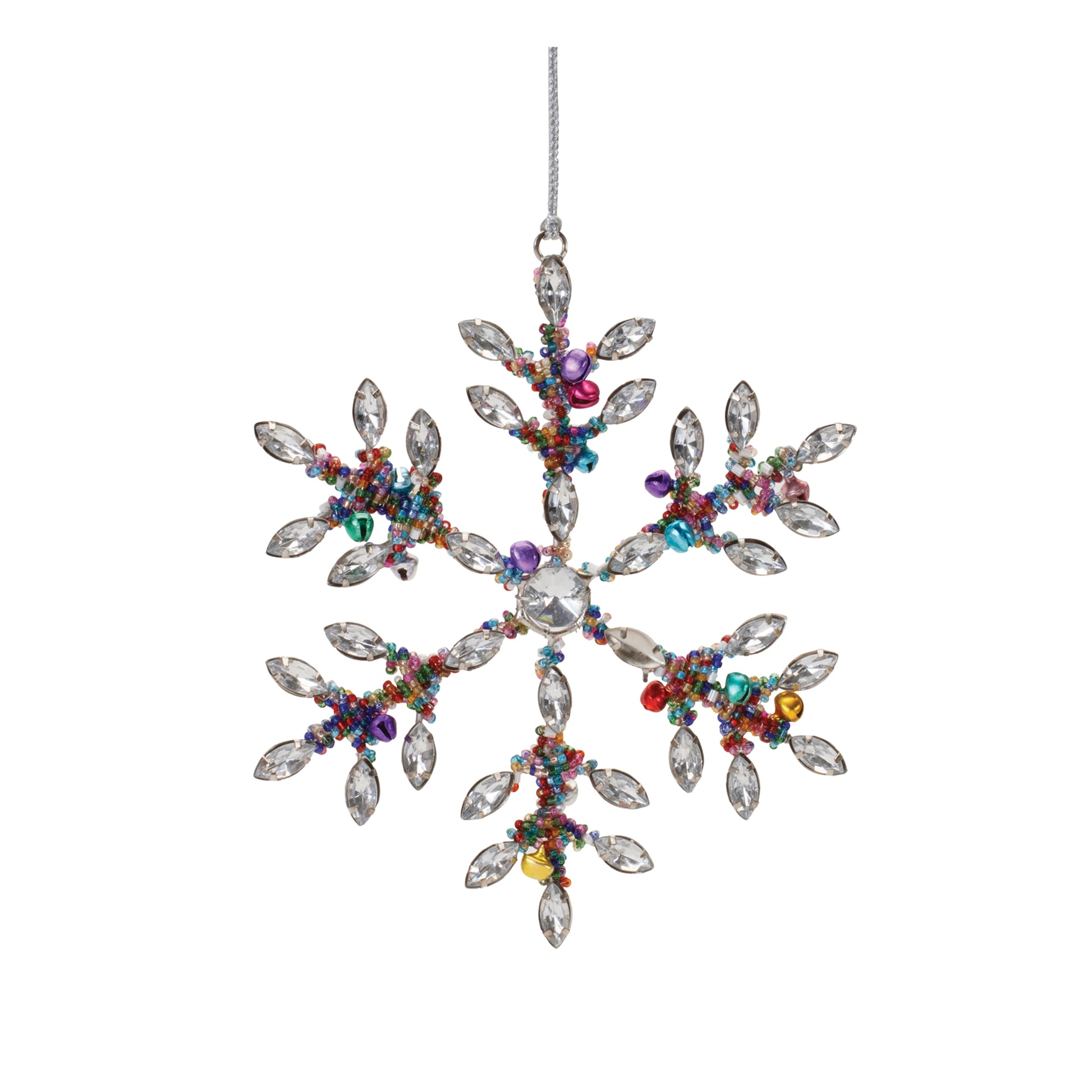 Rainbow Beaded Snowflake Ornament (Set of 12)