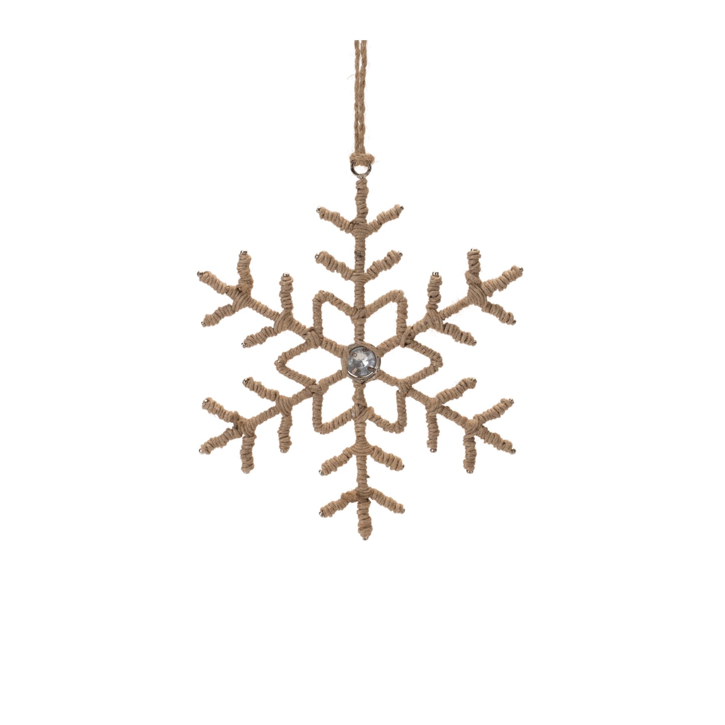 Jute Wrapped Metal Snowflake Oranment (Set of 12)