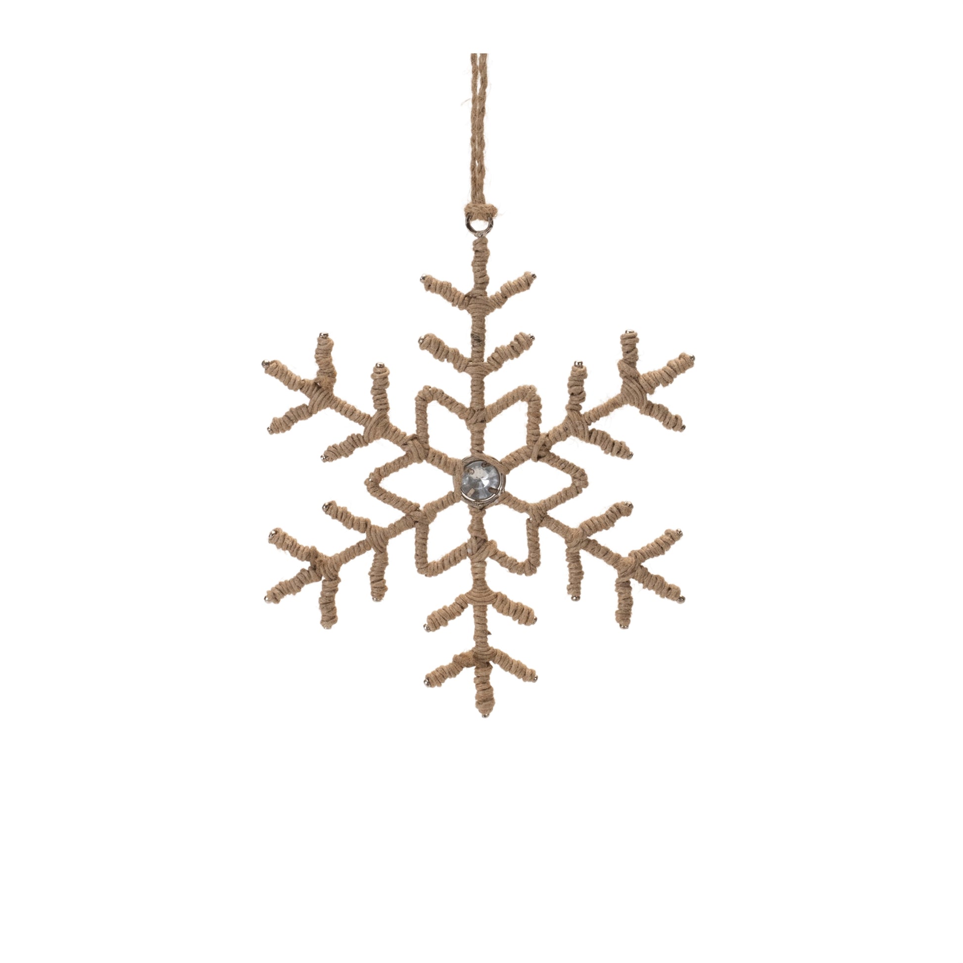 Jute Wrapped Metal Snowflake Oranment (Set of 12)