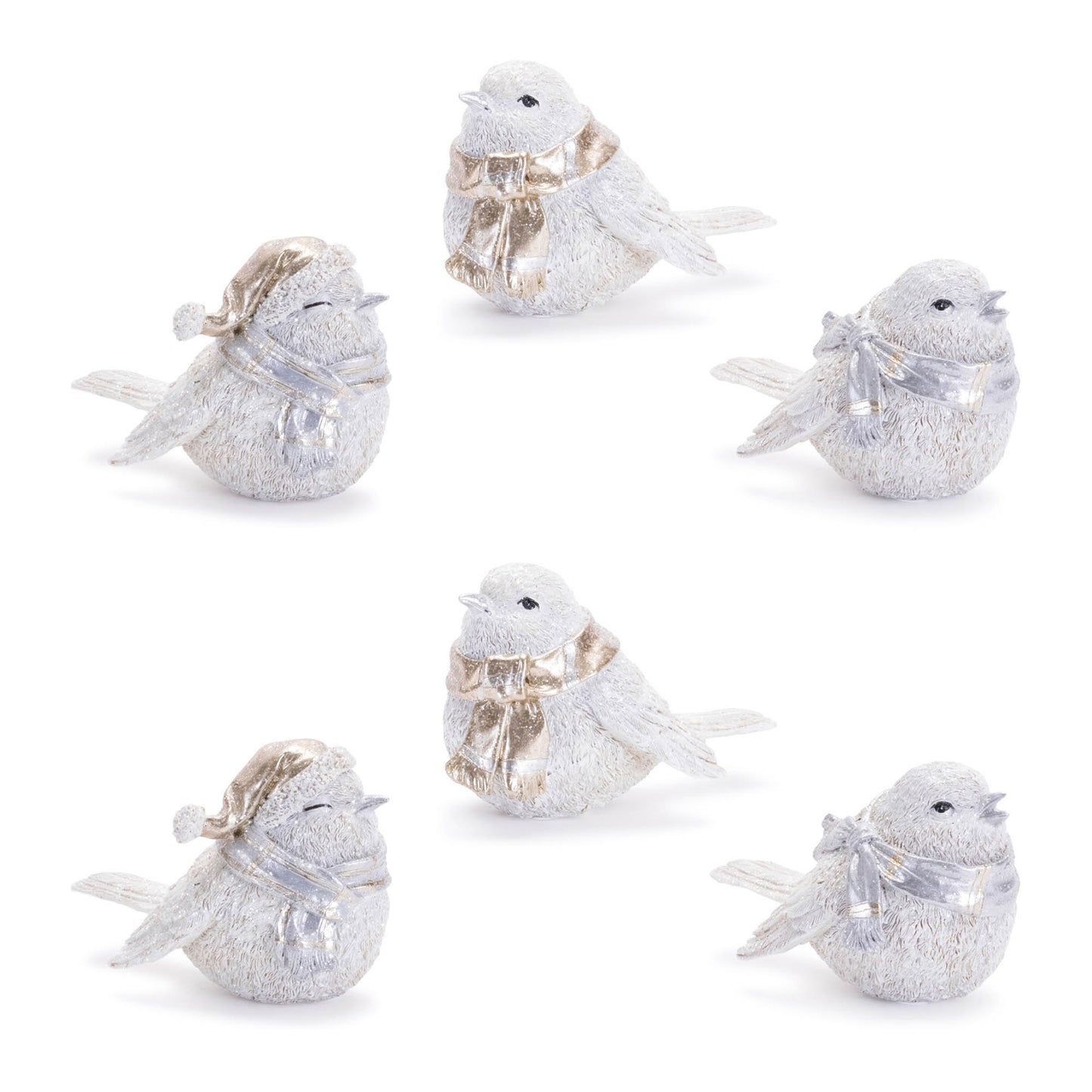 Glittered Winter Bird with Scarf (Set of 6)