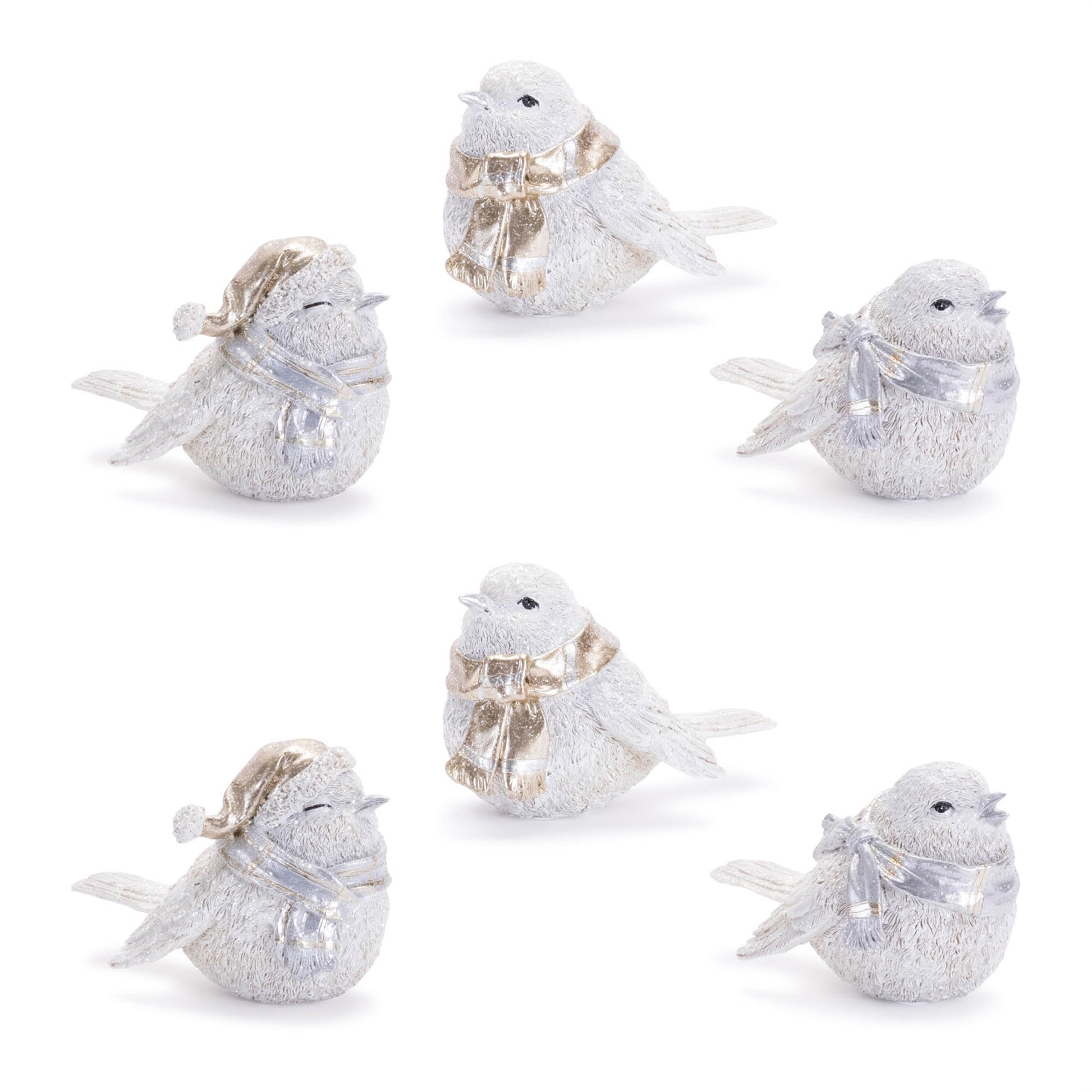 Glittered Winter Bird with Scarf (Set of 6)