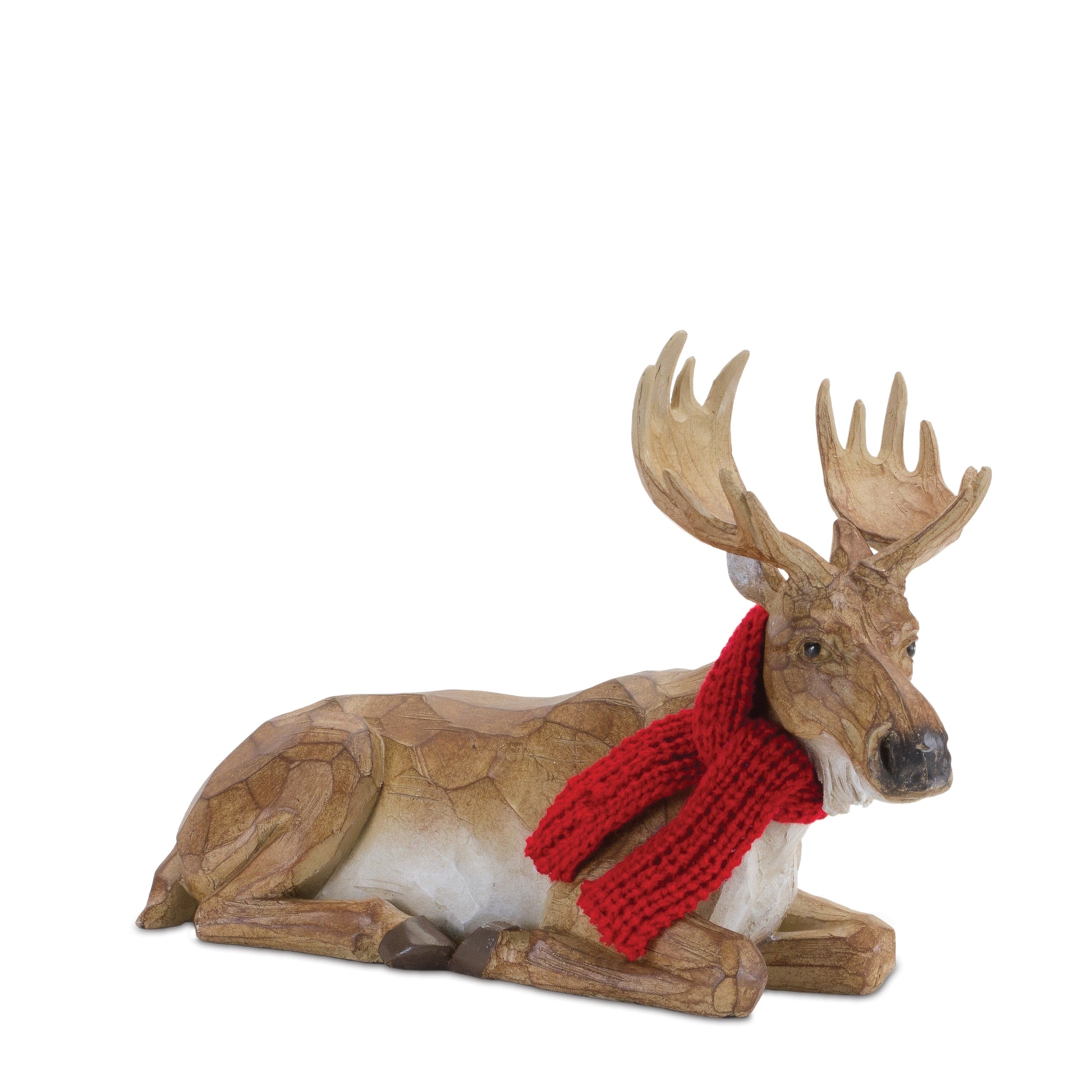 Carved Winter Moose with Scarf (Set of 2)