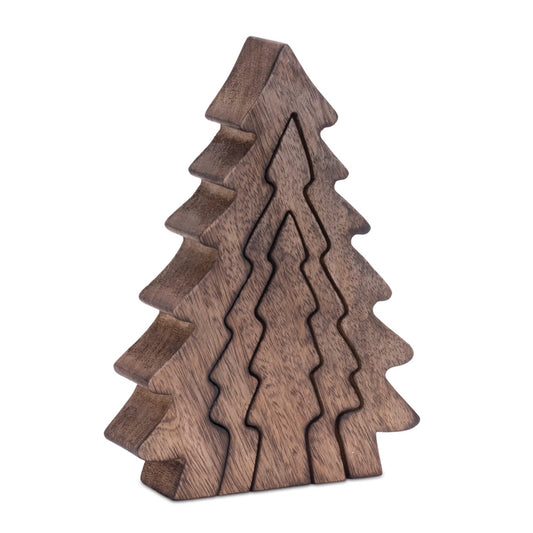 Triple Tree Puzzle (Set of 2) 8.5"H Wood