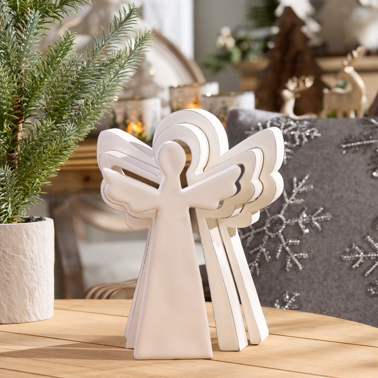 Wood Angel Nesting Display (Set of 2)