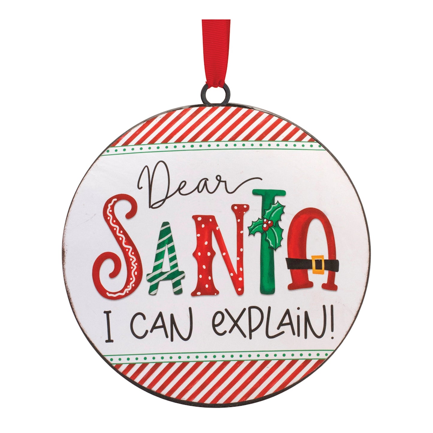 Dear Santa Disc Ornament (Set of 12) 6"H Iron