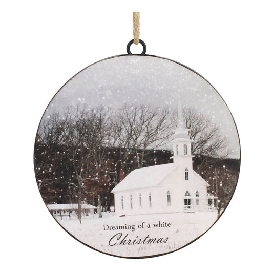 Dreaming/White Christmas Disc Ornament (Set of 12) 6"H Iron