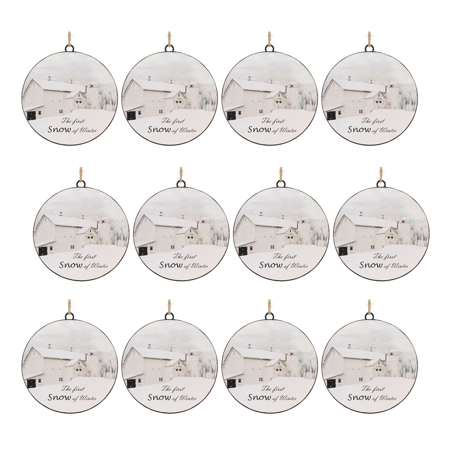 Metal First Snow Disc Ornament (Set of 12)