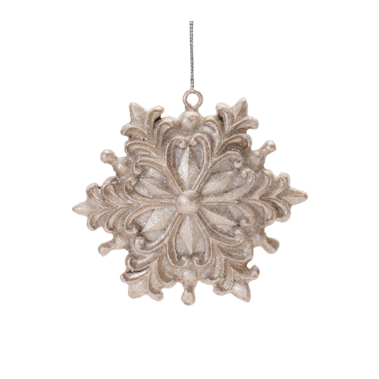 Ornate Champagne Snowflake Ornament (Set of 12)