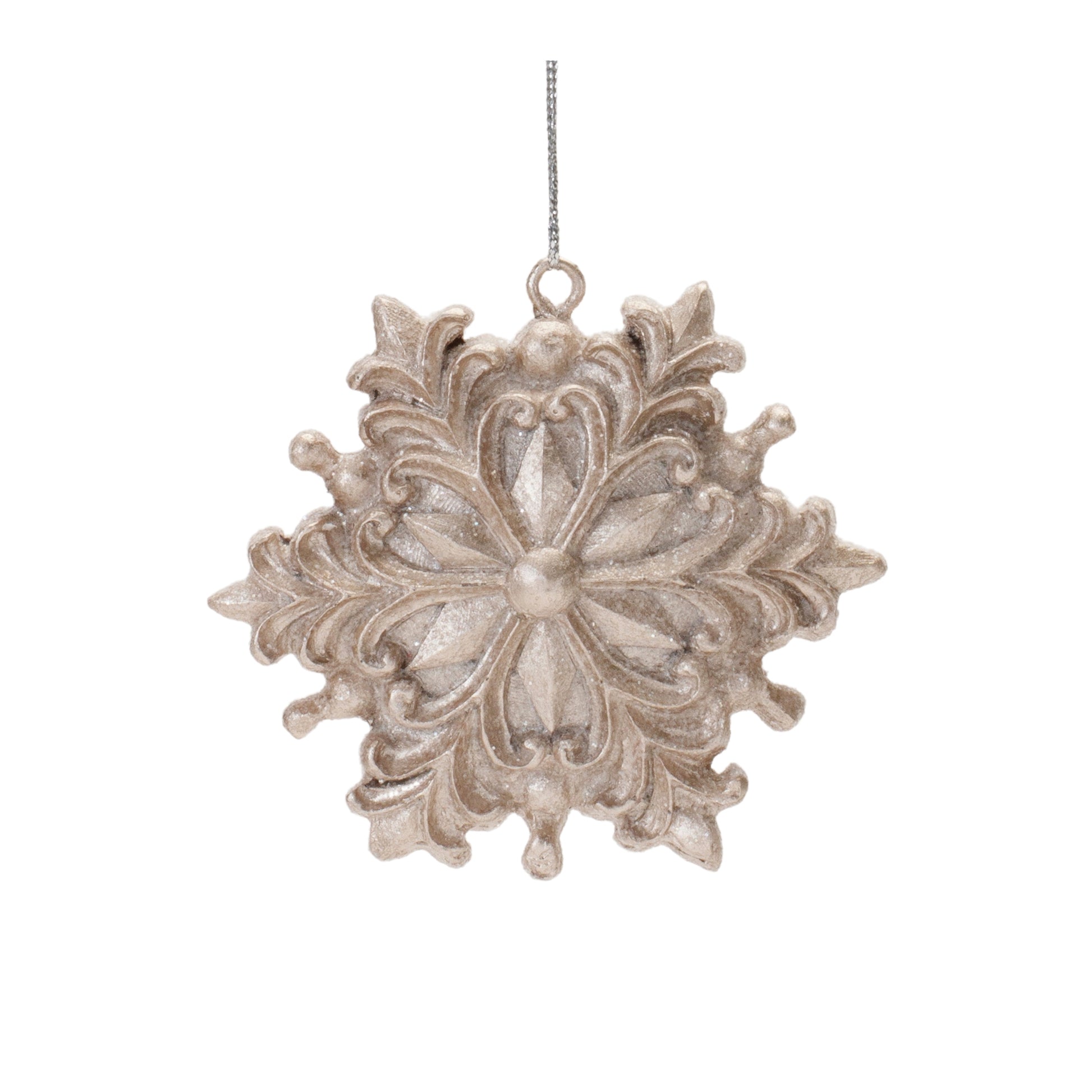 Ornate Champagne Snowflake Ornament (Set of 12)