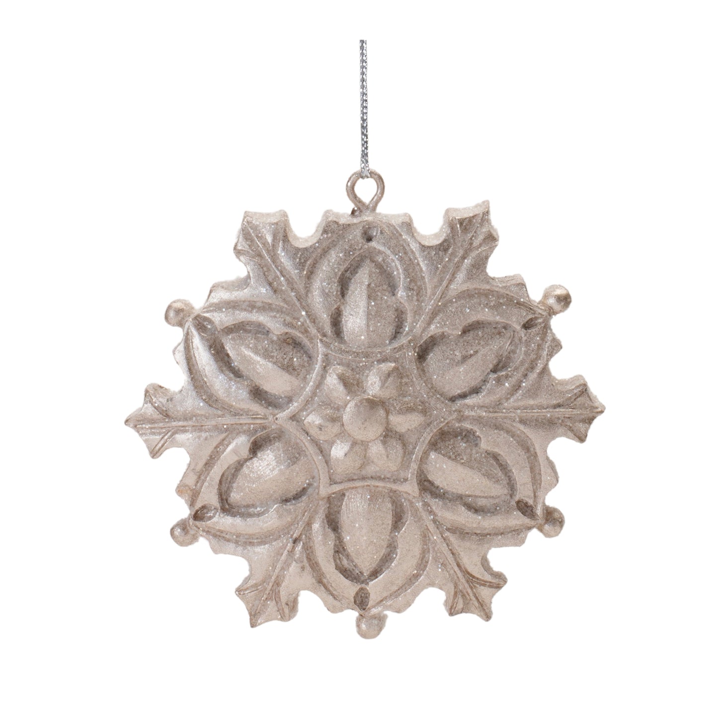 Ornate Champagne Snowflake Ornament (Set of 12)