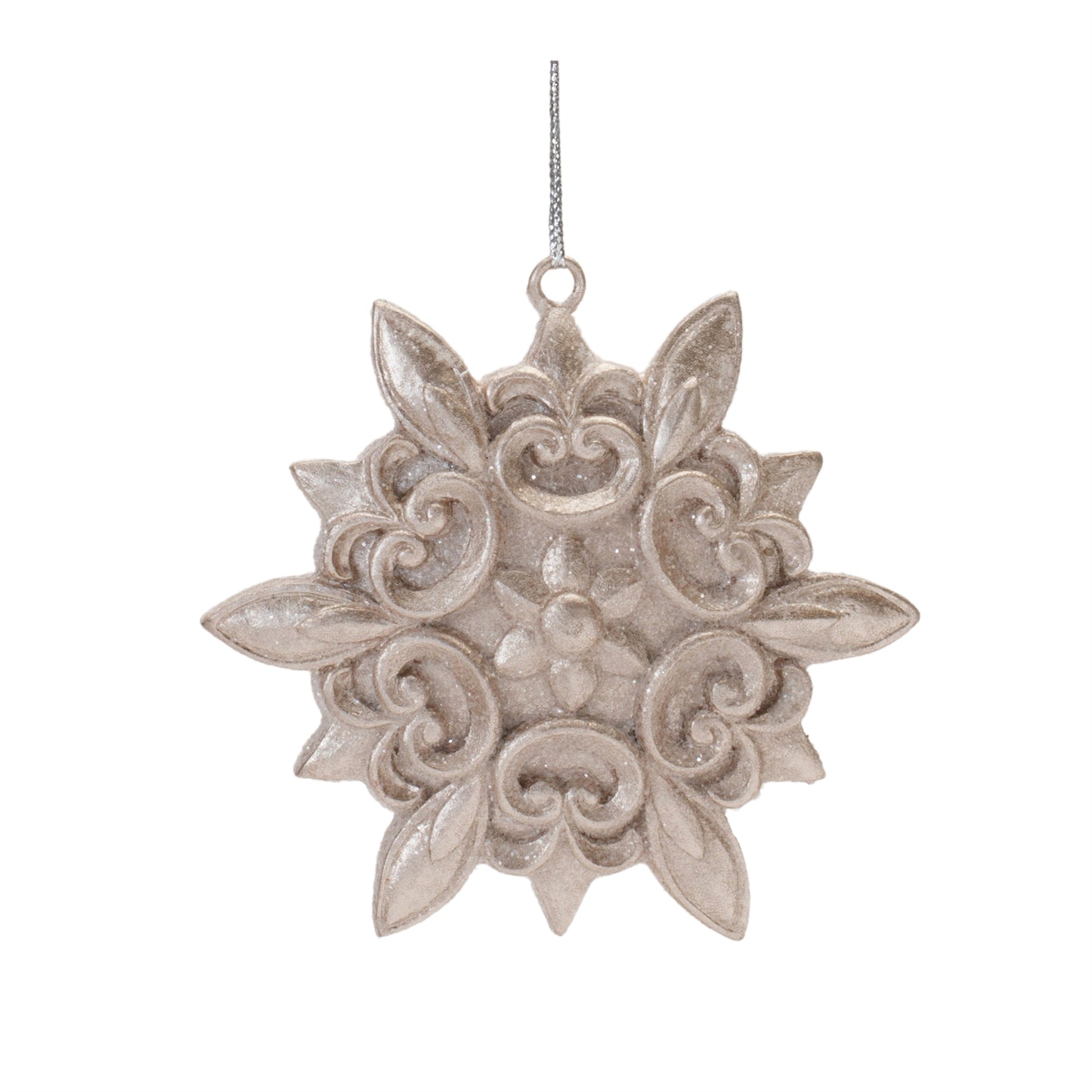 Ornate Champagne Snowflake Ornament (Set of 12)