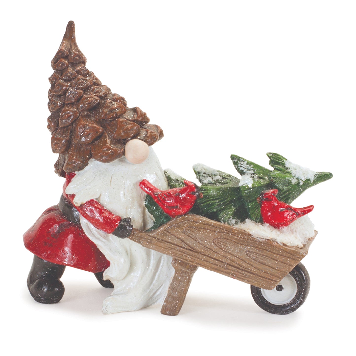 Pinecone Santa Gnome with Wheelbarrow (Set of 4)