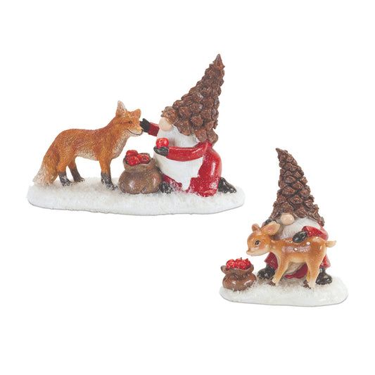 Pinecone Santa Gnome with Woodland Animals (Set of 4)