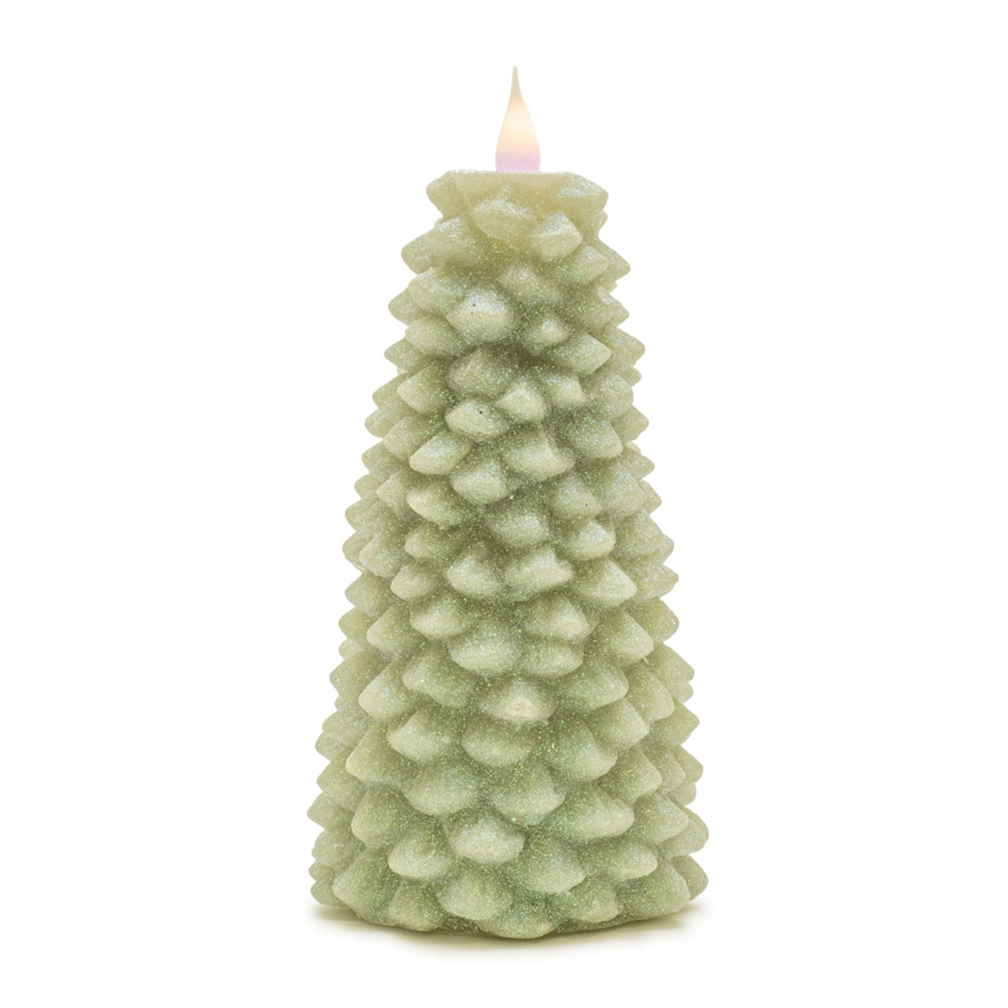 Glittered Pine Tree Candle 8"H