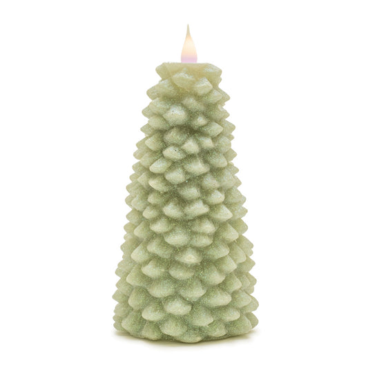 Glittered Pine Tree Candle 8"H